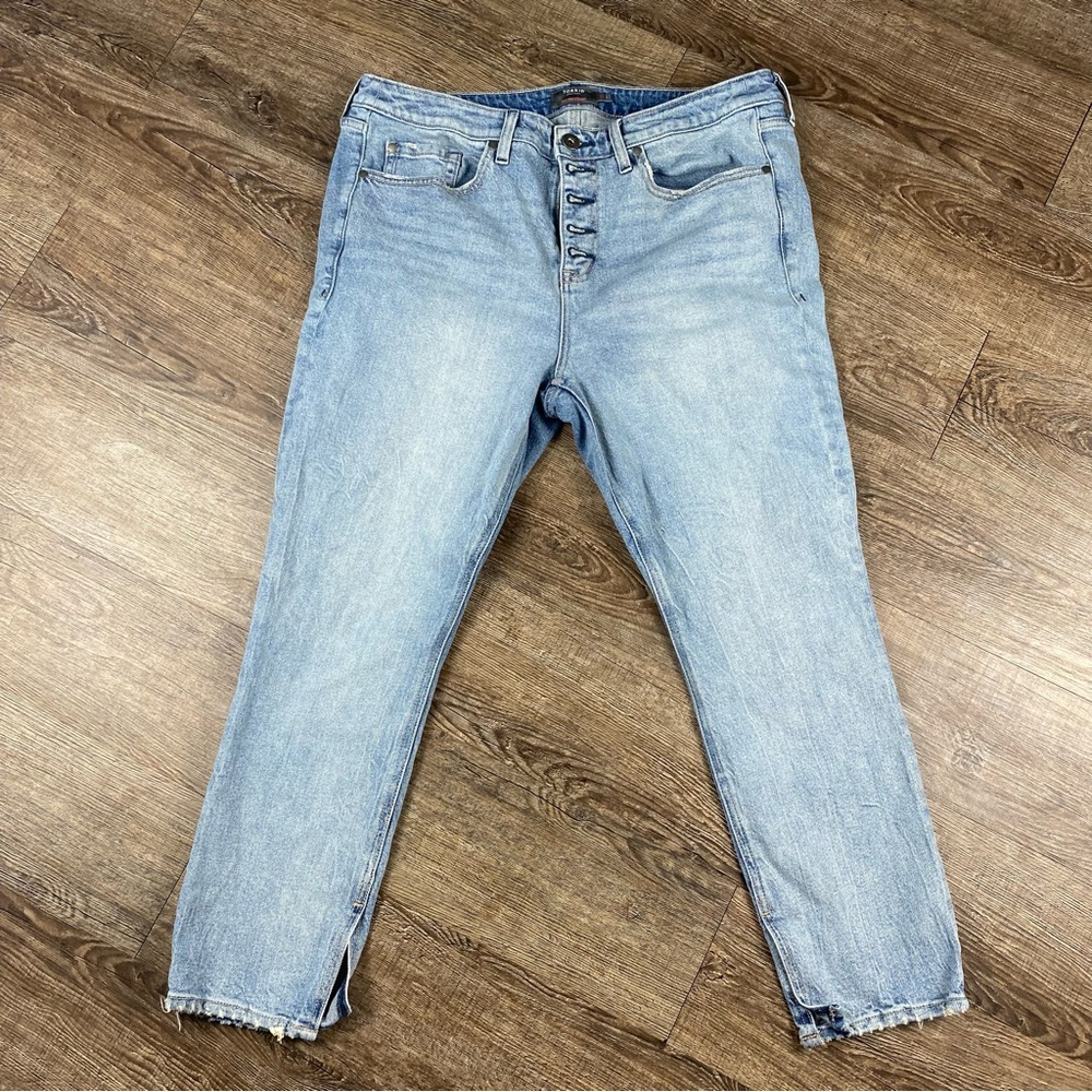 Torrid Jeans Women 12R High Rise Straight Leg Button Fly Denim Side Split Light